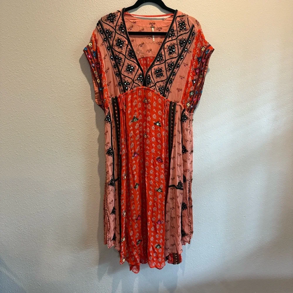Free People Smiling Sun Embroidered Midi Dress Size Medium - Picture 3 of 8